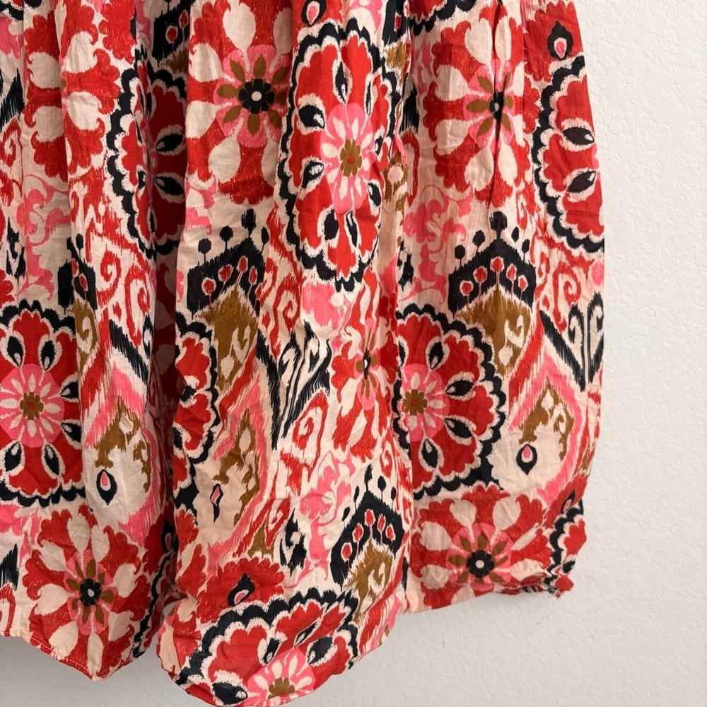 Zara Ikat Print Button-Down Belted Midi Dress- Size M - Picture 4 of 11